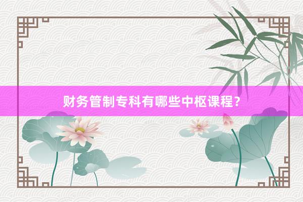 财务管制专科有哪些中枢课程？